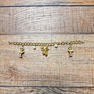 Vintage 1990s Avon Ballet-Themed Gold-Tone Charm Bracelet 6.5”